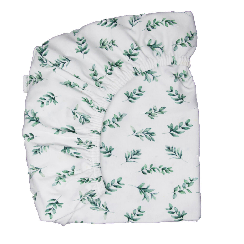Moegs & Me. Sage Leaf Cot Fitted Sheet Babes & Kids Cot Sheets