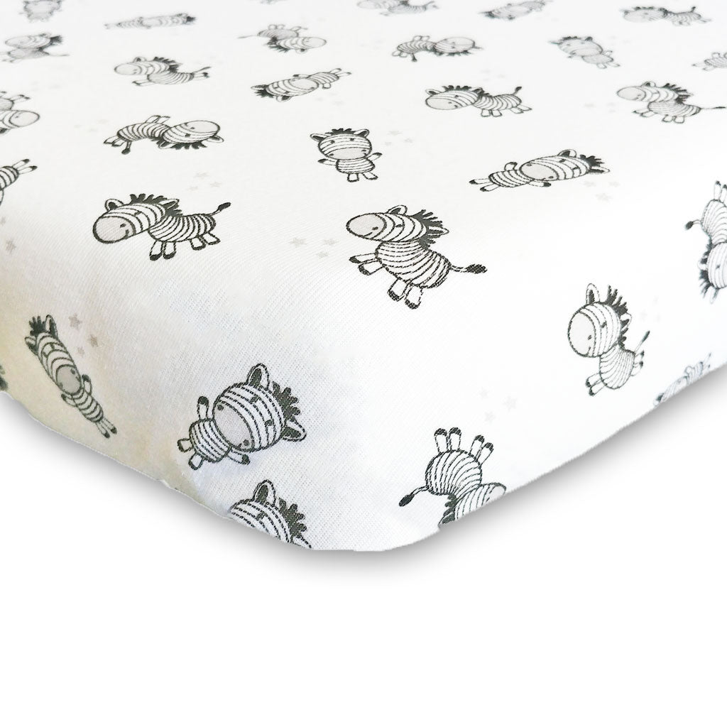 little acorn Zebra Cot Fitted Sheet Babes & Kids Cot Sheets, Cot