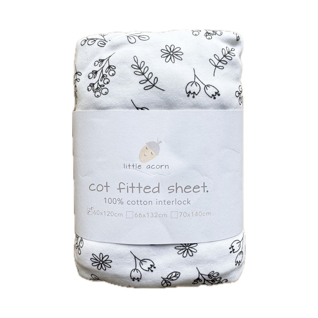 little acorn | Floral Cot Fitted Sheet
