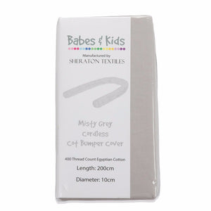 Grey Cordless Cot Bumper Cover - Babes & Kids Cot Baby Bedding