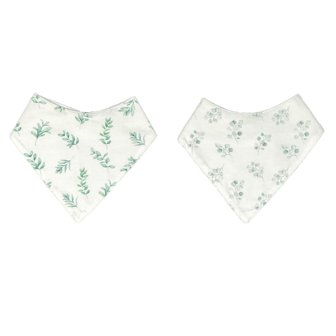 Waterproof Baby Bib - 2 pack -  Sage Leaf & Eucalyptus