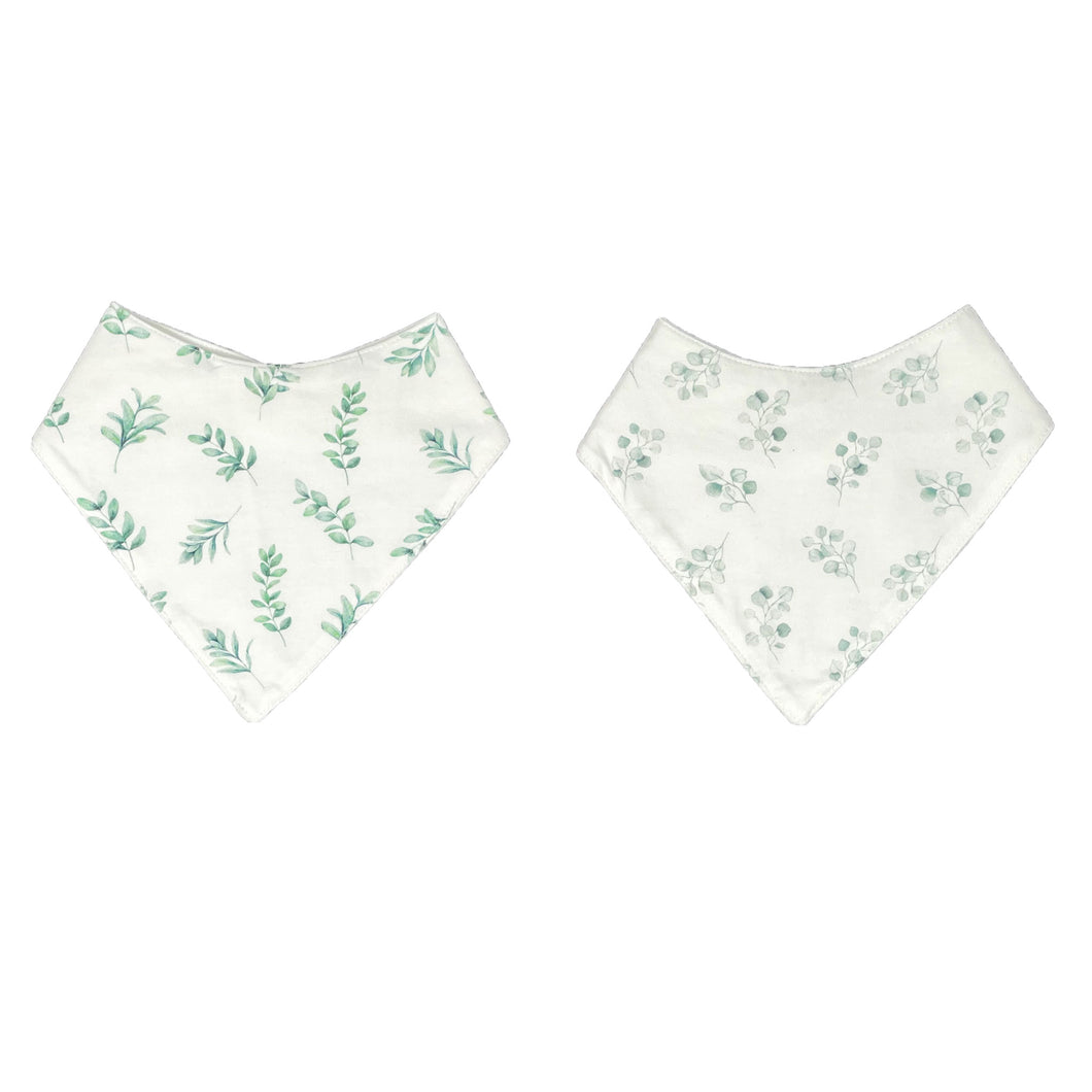 Waterproof Baby Bib - 2 pack -  Sage Leaf & Eucalyptus