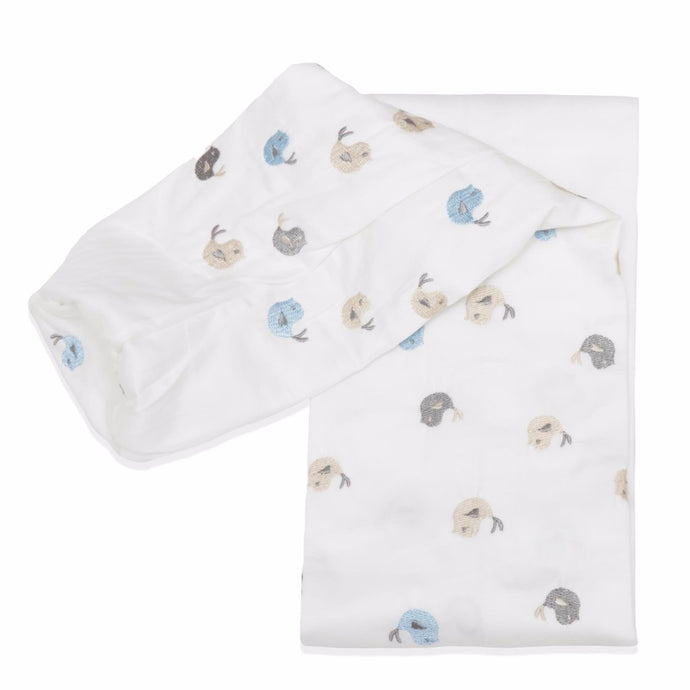 Baby Birds Cot Bumper Cover - blue - Babes & Kids Cot Baby Bedding