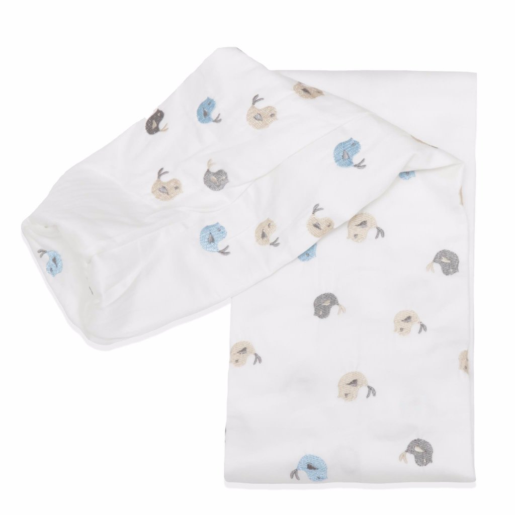 Baby Birds Cot Bumper Cover - blue - Babes & Kids Cot Baby Bedding