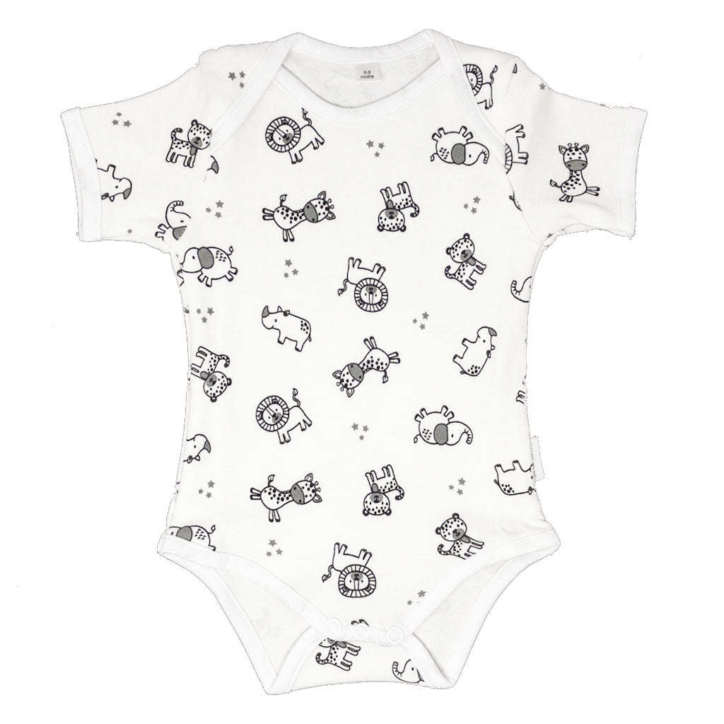 little acorn - Short Sleeve African Animals Onsie  / Bodysuit