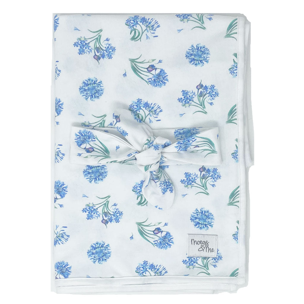 Baby Swaddle Blanket and Headband Set - Agapanthus
