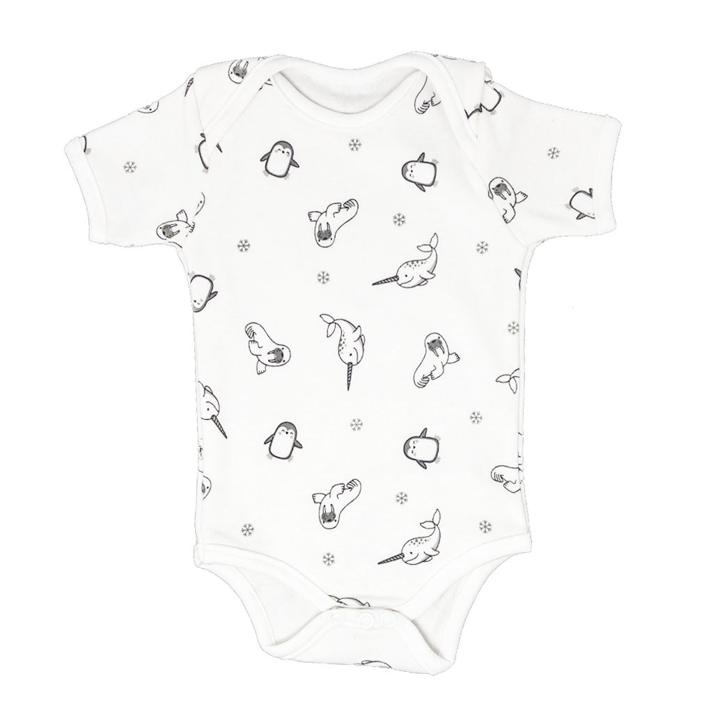 little acorn - Short Sleeve Arctic Animals Onsie  / Bodysuit