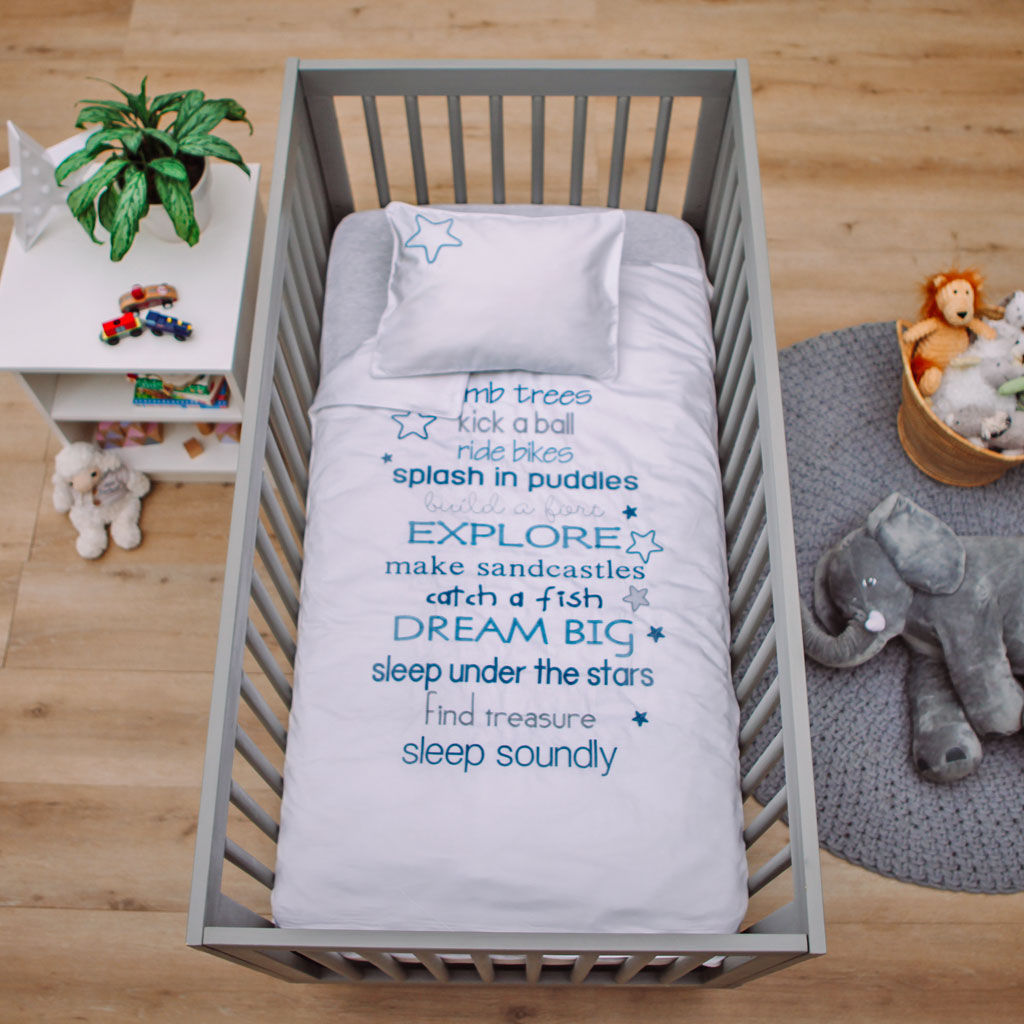 Baby Bedding Dream Big cot duvet cover set (blue) Babes & Kids