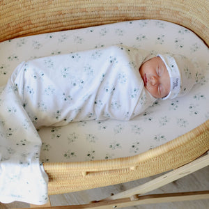Moegs & Me | 2 in 1 Moses Basket Fitted Sheet / Changing Mat Cover - Eucalyptus