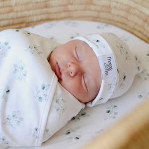 Moegs & Me | 2 in 1 Moses Basket Fitted Sheet / Changing Mat Cover - Eucalyptus