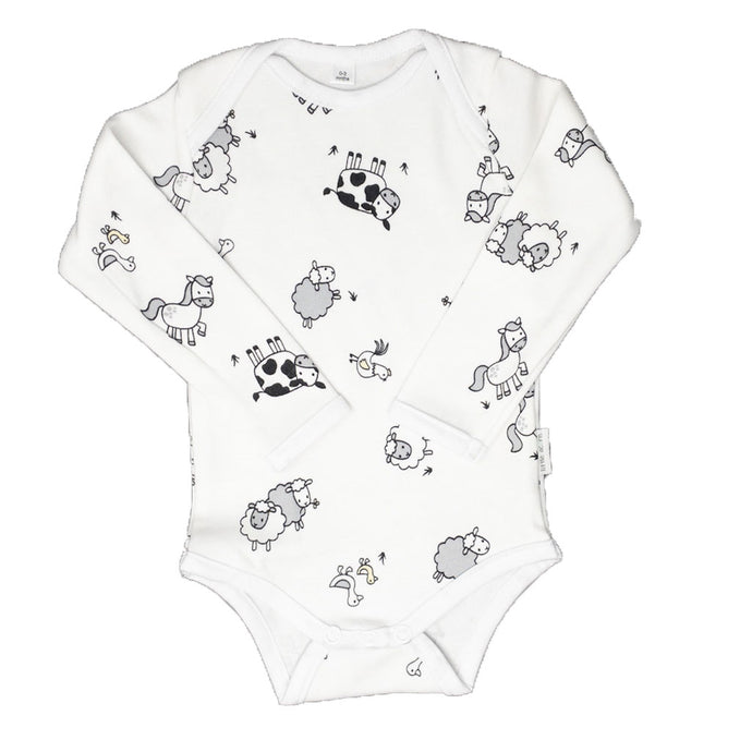 little acorn - Long Sleeve Farm Animals Onsie  / Bodysuit