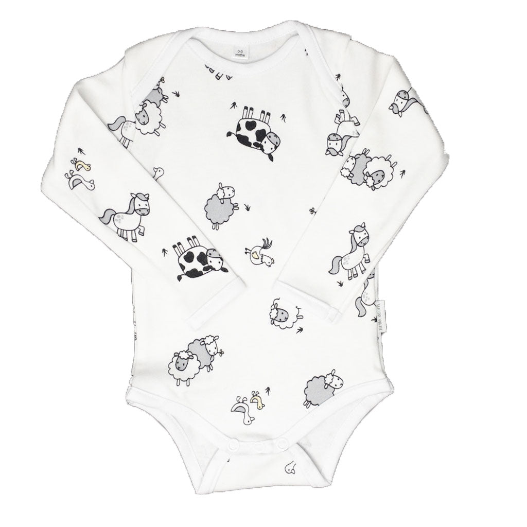 little acorn - Long Sleeve Farm Animals Onsie  / Bodysuit