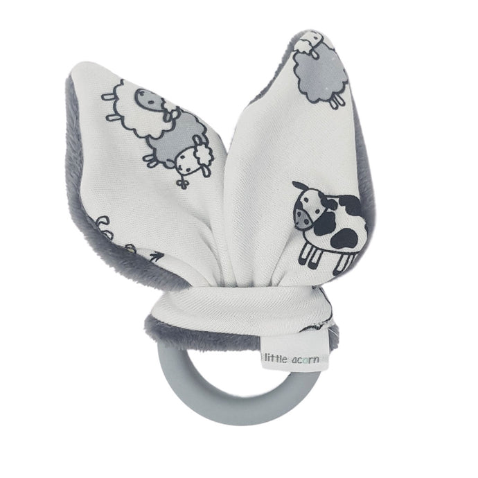 little acorn | Farm Animals Silicone Teether (grey or white)