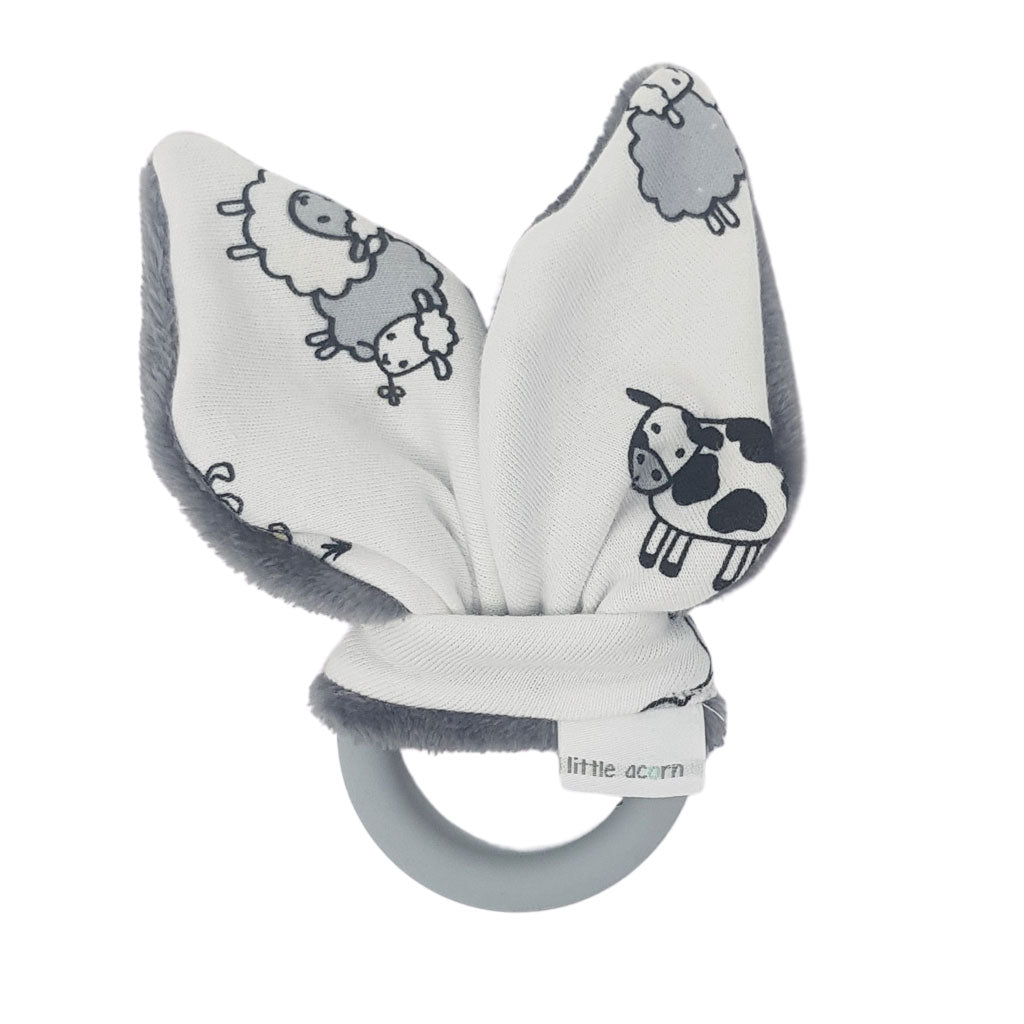 little acorn | Farm Animals Silicone Teether (grey or white)