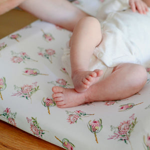 Moegs & Me | 2 in 1 Moses Basket Fitted Sheet / Changing Mat Cover - King Protea