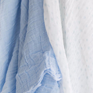 100% Cotton Muslin Cloth/Swaddle Blanket Gift Set (blue) - Babes & Kids Cot Baby Bedding