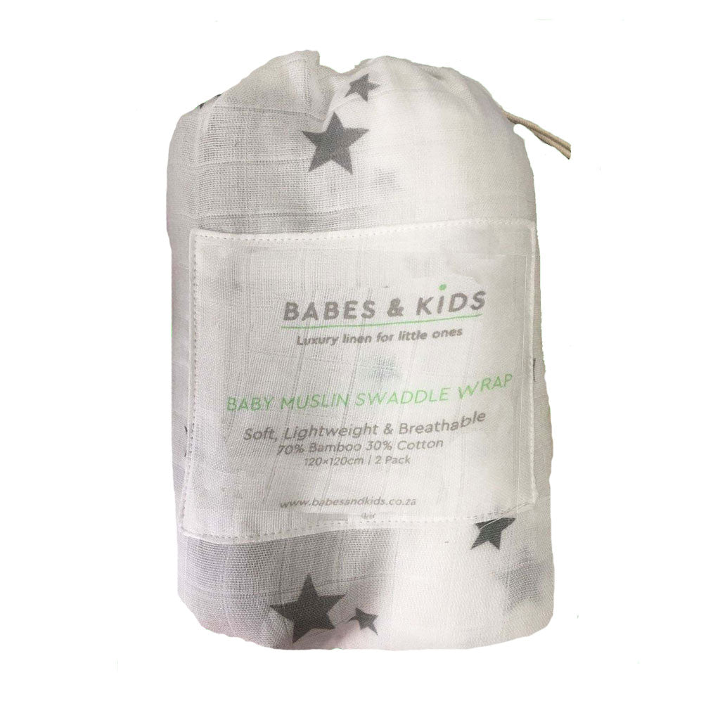 Bamboo/Organic Cotton Muslin Swaddle Blanket Set (grey)