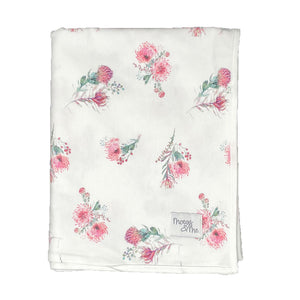 Baby Swaddle Blanket and Headband Set - Pincushion Protea