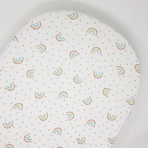 little acorn | 2 in 1 Moses Basket Fitted Sheet / Changing Mat Cover - Rainbows
