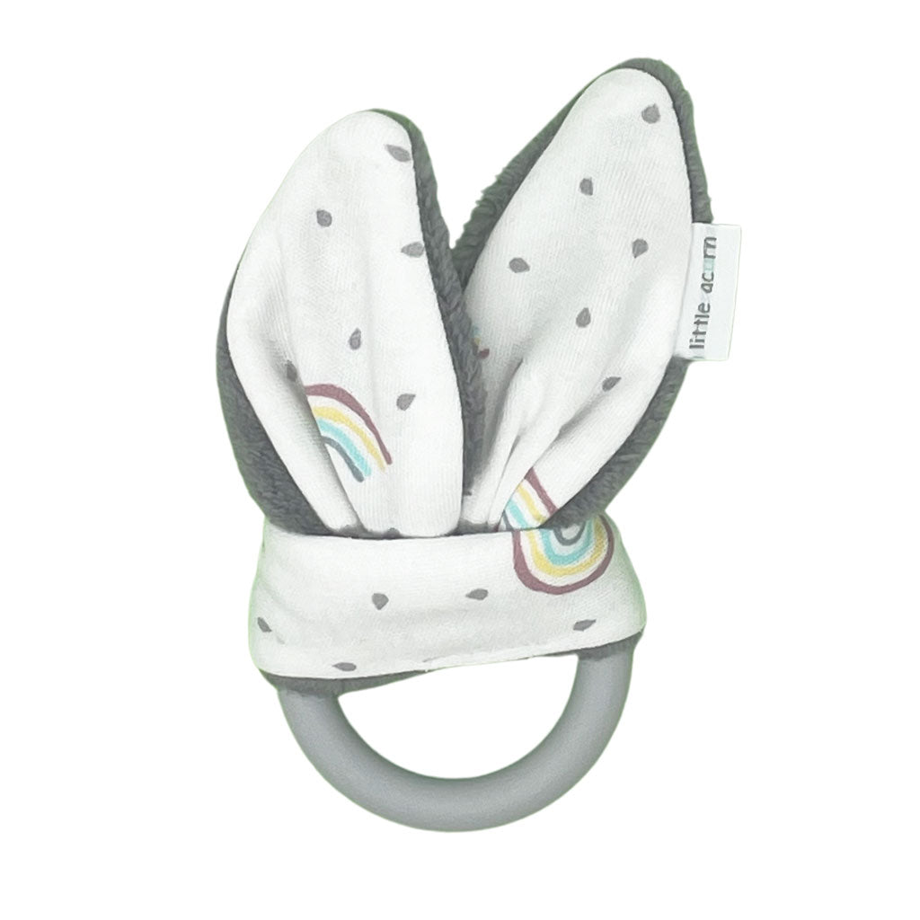 little acorn | Rainbow Silicone Teether (white or grey)