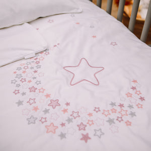 Starry Night Cot Duvet Cover Set - Pink