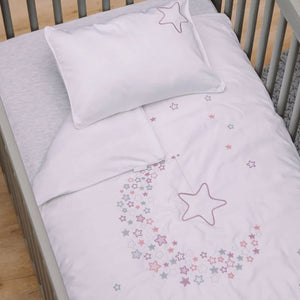Starry Night Cot Duvet Cover Set - Pink