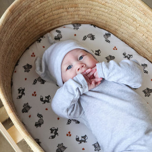 little acorn | 2 in 1 Moses Basket Fitted Sheet / Changing Mat Cover - Woodland Animals