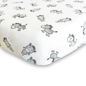 little acorn | Zany Zebra Cot Fitted Sheet - Babes & Kids Cot Baby Bedding