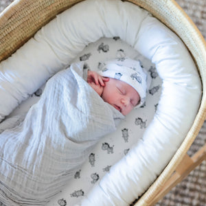 little acorn | 2 in 1 Moses Basket Fitted Sheet / Changing Mat Cover - Zebras