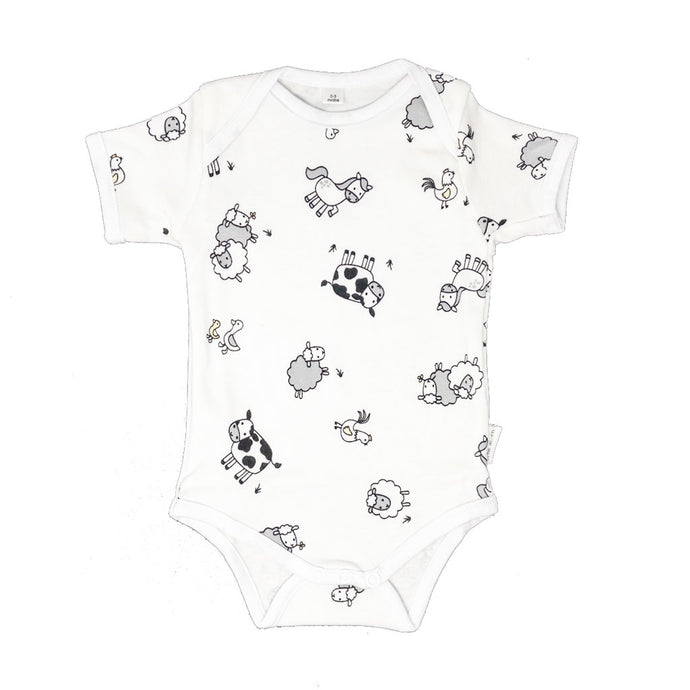 little acorn - Short Sleeve Farm Animals Onsie  / Bodysuit