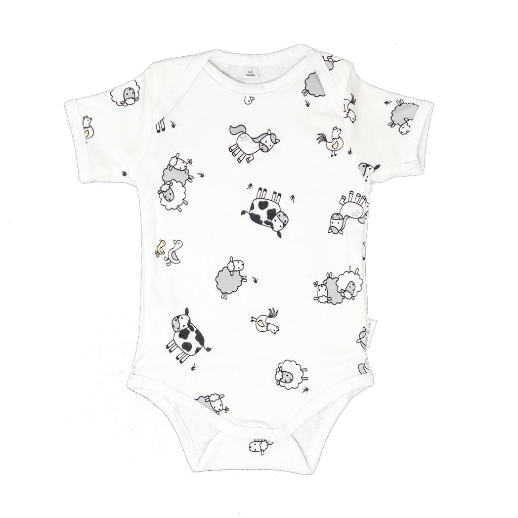 little acorn - Short Sleeve Farm Animals Onsie  / Bodysuit